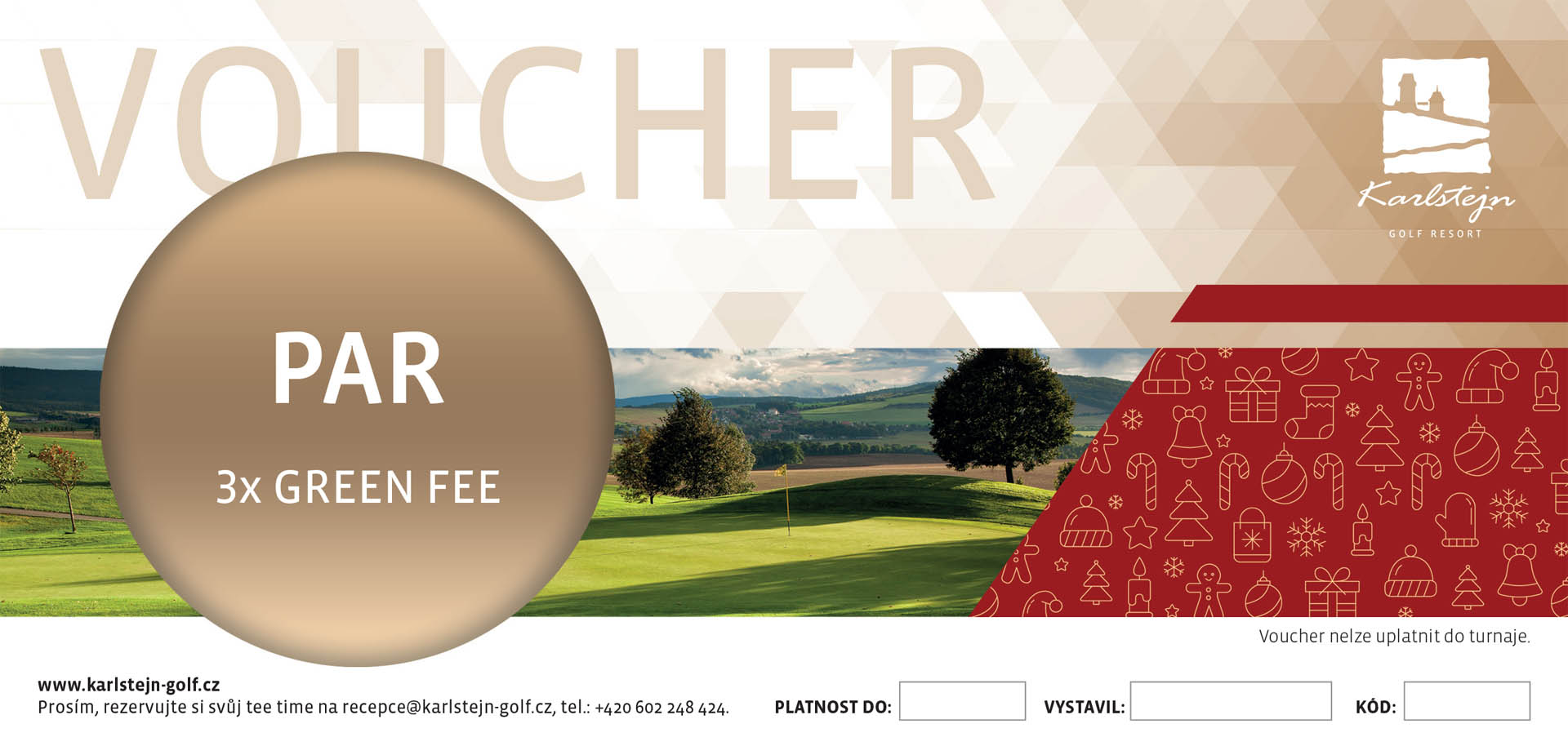 Nabídka vánočních voucherů Golf Resort Karlštejn